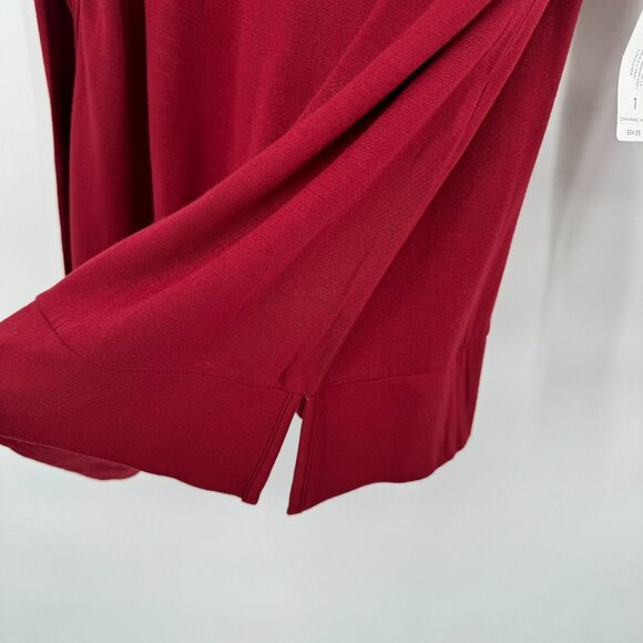 Chicos 1 Womens top Red Long Sleeve Button destail Size medium knit long sleeve - Picture 10 of 12